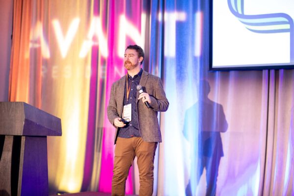 Avanti employee at awards ceremony.