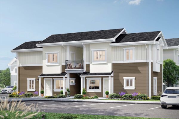 Rendering of studio apartment homes at the Cottages at Abbott Station.